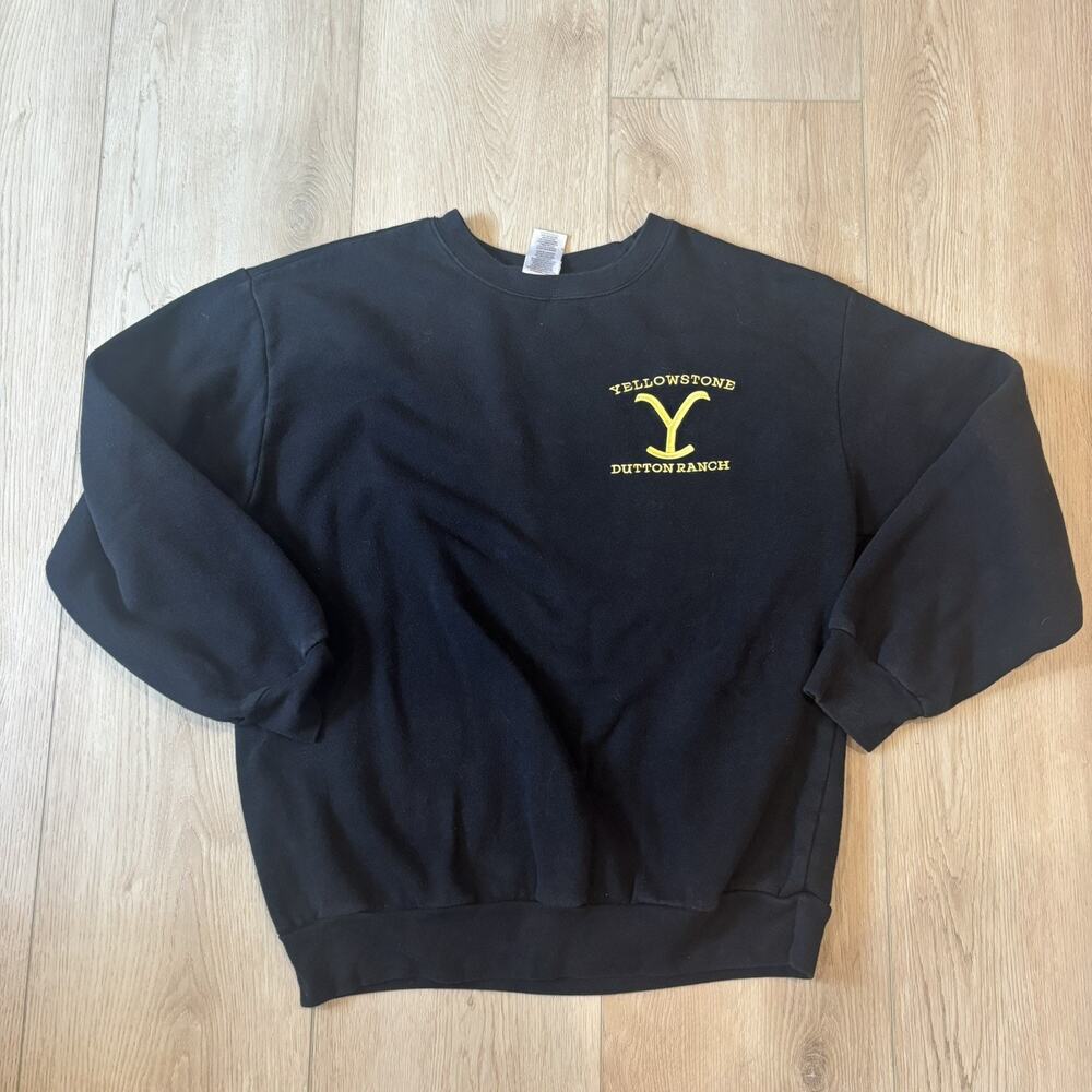 Yellowstone Dutton Ranch Sweatshirt Black Unisex Crewneck Pullover Embroidered